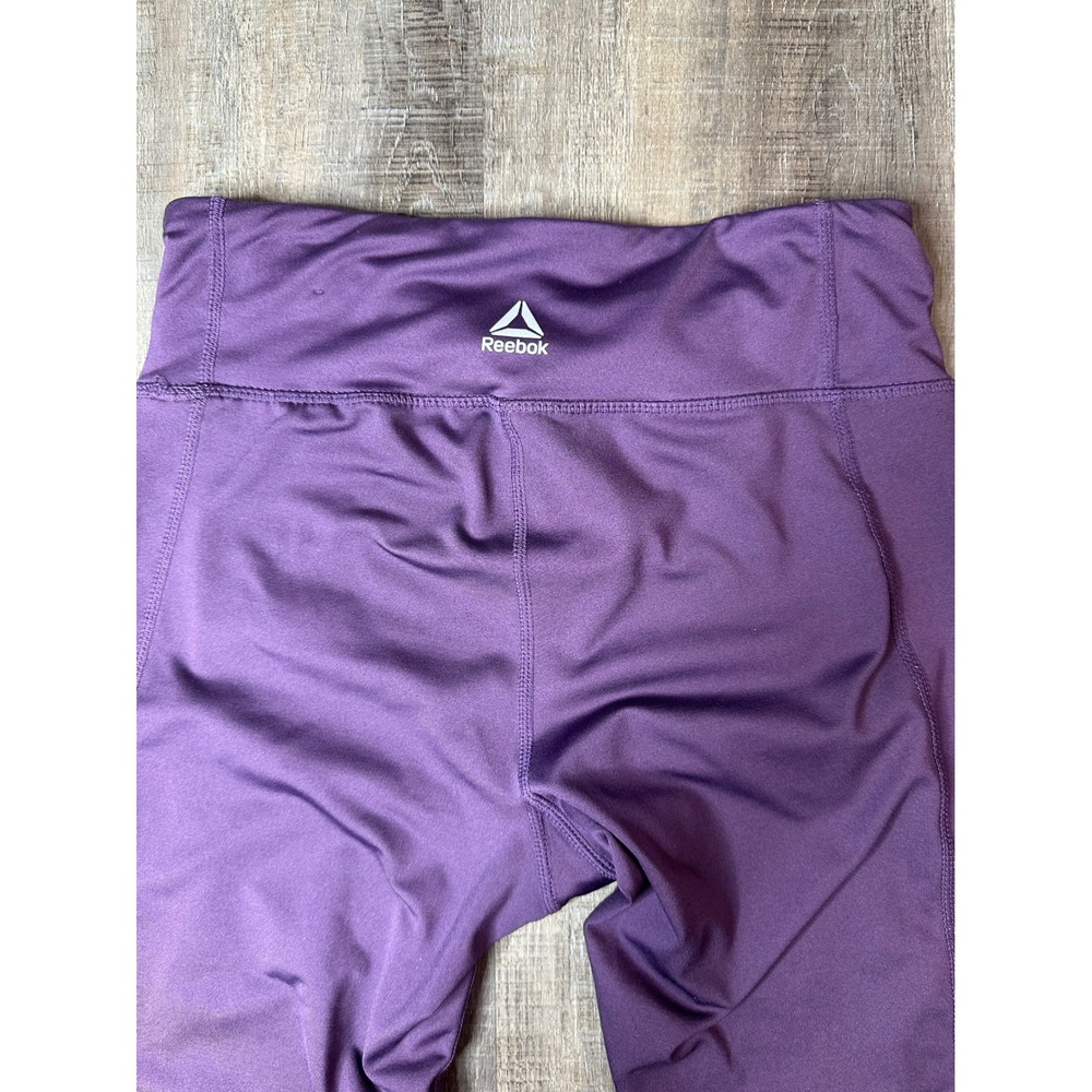 Reebok Womens Purple Mesh Panel Performance Leggings Small Activewear Athleisure - Picture 9 of 10
